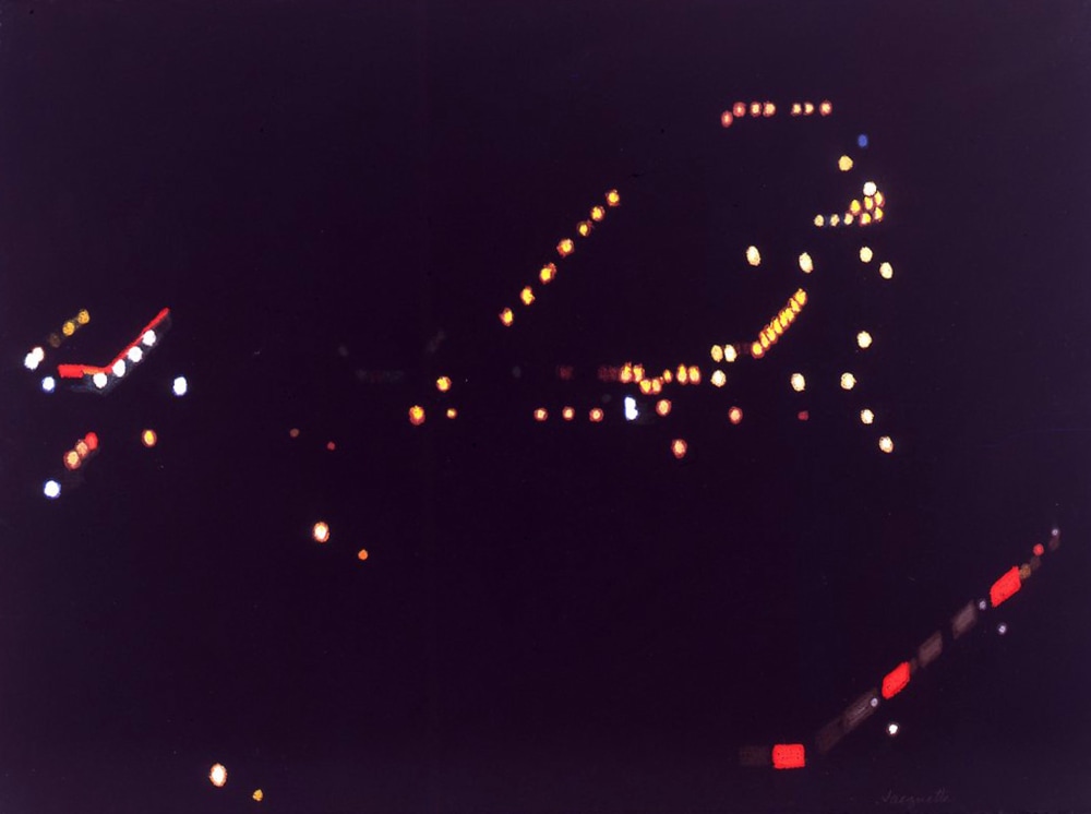 Maine Night Lights A (from Helicopter), 2007, Pastel on paper