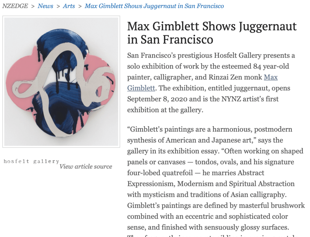 Max Gimblett Shows Juggernaut in San Francisco
