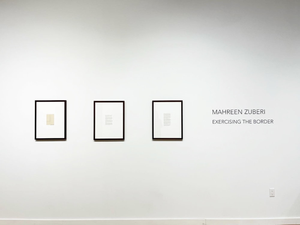 Installation image of Mahreen Zuberi: Exercising the Border at Anita Rogers Gallery