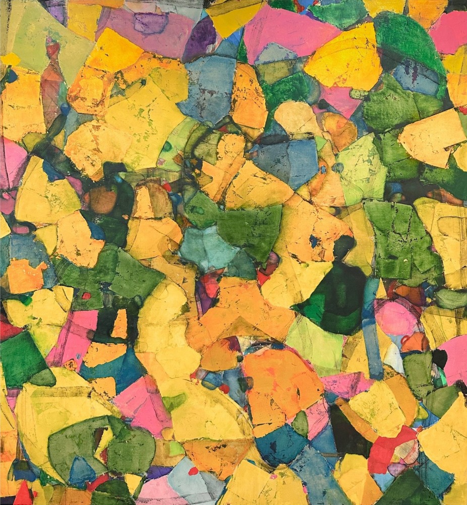 Robert Szot, Palisades, 2025, Oil and metal leaf on linen, 80 x 74 in.