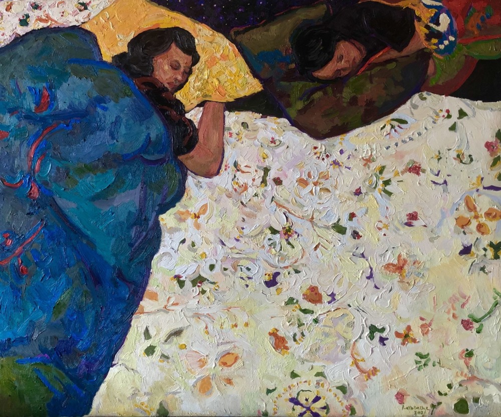 Anas Albraehe, Untitled, 2021, Oil on canvas, 39 1/2" x 47"