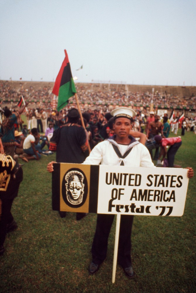 Roy Lewis, FESTAC 77 United States of America and Red, Black and Green Flag, 1977
