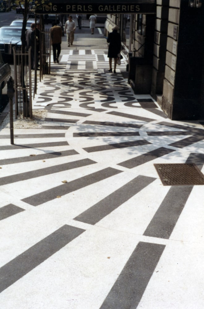 Sidewalk, 1970. Colored stone aggregate paving with steel edging. 152&amp;nbsp;&amp;frac34; x 869 &amp;frac12; inches
Photo courtesy of Calder Foundation, New York / Art Resource, New York.