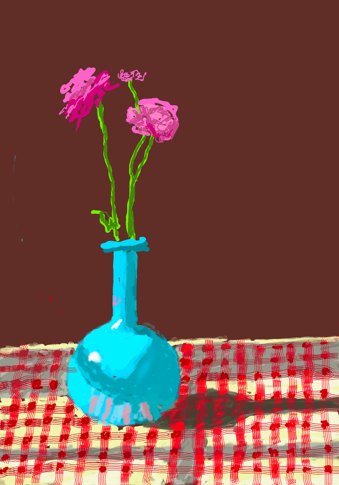 David Hockney&amp;nbsp;
&amp;quot;28th February 2021, Roses in a Blue Vase&amp;quot;&amp;nbsp;
iPad painting printed on paper&amp;nbsp;
Edition of 50&amp;nbsp;
89 x 63.5 cm (35 x 25 Inches)&amp;nbsp;
&amp;copy; David Hockney&amp;nbsp;