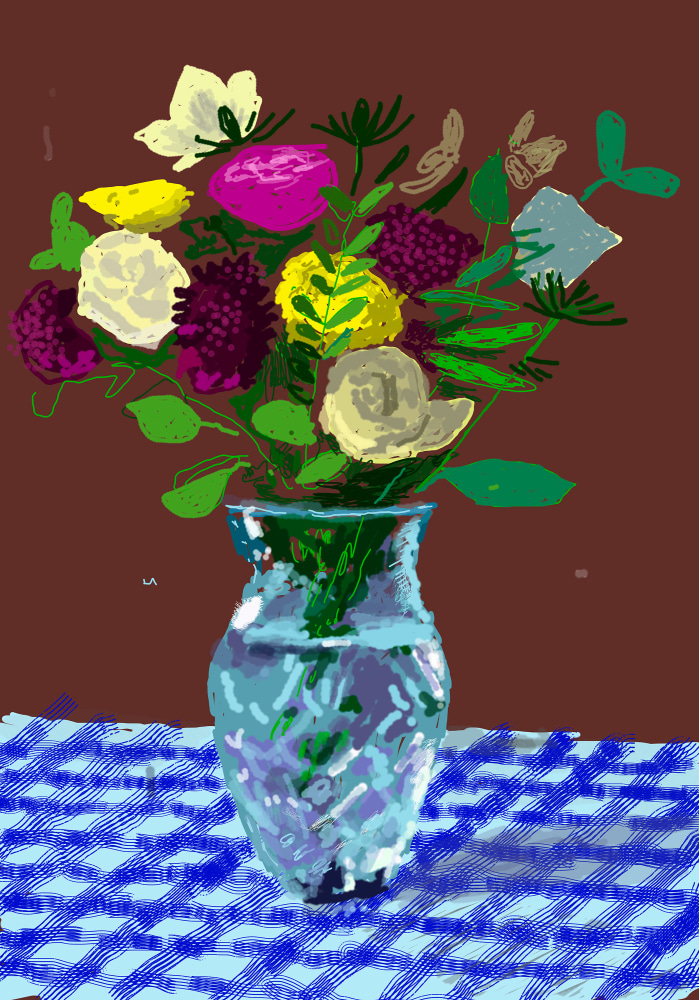 David Hockney&amp;nbsp;
&amp;quot;20th March 2021, Flowers, Glass Vase on a Table&amp;quot;&amp;nbsp;
iPad painting printed on paper&amp;nbsp;
Edition of 50&amp;nbsp;
89 x 63.5 cm (35 x 25 Inches)&amp;nbsp;
&amp;copy; David Hockney