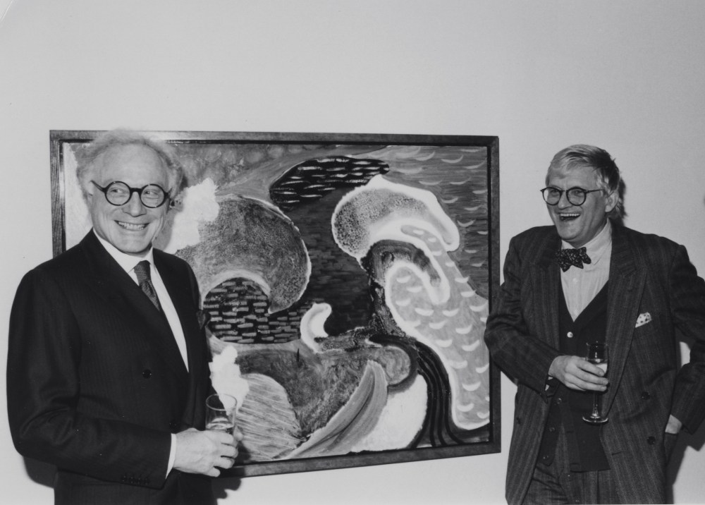 David Hockney and Richard Gray at the opening of Recent Pictures, 1992, Richard Gray Gallery, Chicago
