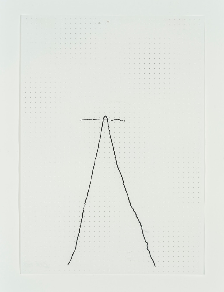Image of Lily Cox Richard's &quot;Untitled (small drawing number 1), hammered lead on paper, 8 1/4 by 5 7/8 inches. Drawn in 2014.