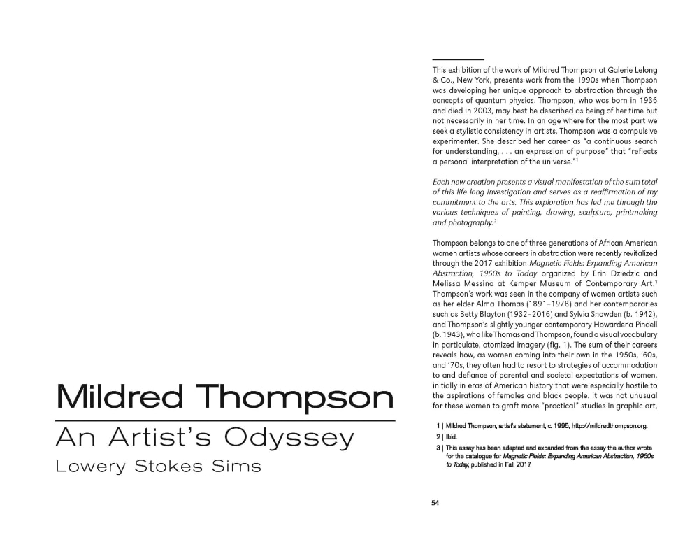 Mildred Thompson: Radiation Explorations and Magnetic Fields - Text by Melissa Messina, Mary Sabbatino, and Lowery Stokes Sims - Publications - Galerie Lelong & Co.