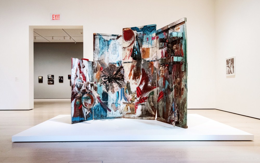 Carolee Schneemann’s kinetic sculpture “Four Fur Cutting Boards,” from 1962-63, at the Museum of Modern Art.Credit...The Carolee Schneemann Foundation/ Artist Rights Society (ARS), New York; Jeenah Moon for The New York Times