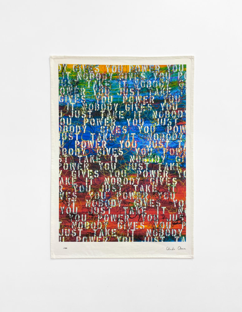 Ghada Amer (b. 1963)
Untitled (based on&amp;nbsp;Sunset with Words - RFGA, 2013), 2020
Limited edition artist print on high-quality cotton
19 7/10 &amp;times; 27 3/5 in
50 &amp;times; 70 cm
Edition of 100
&amp;nbsp;