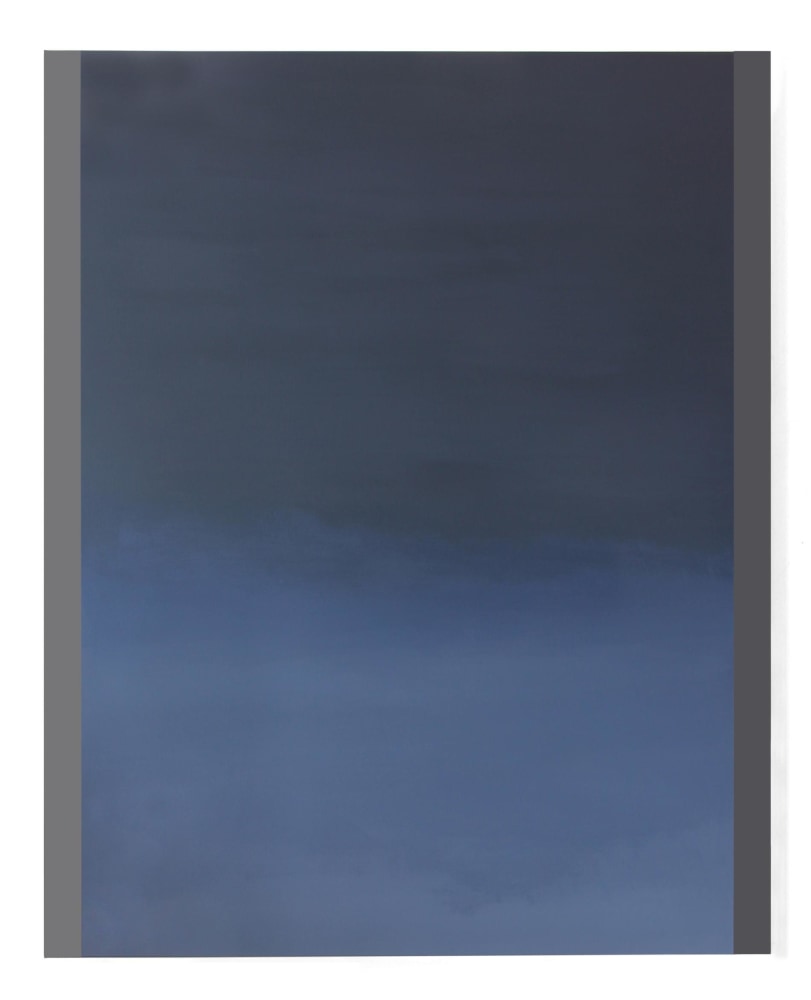 Acrylic abstract painting showing a blue gradient from darker on the top to lighter on the bottom