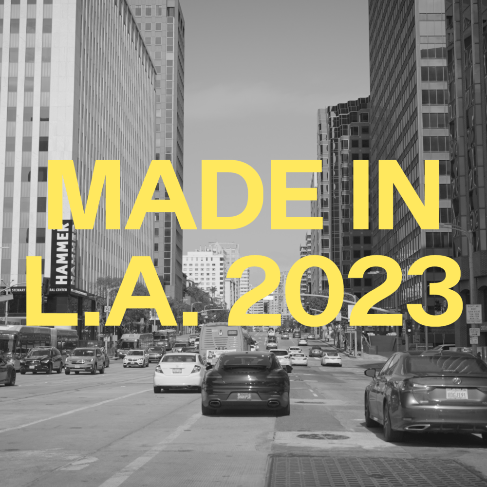 graphic of an LA street with the words "MADE IN L.A. 2023" superimposed on it