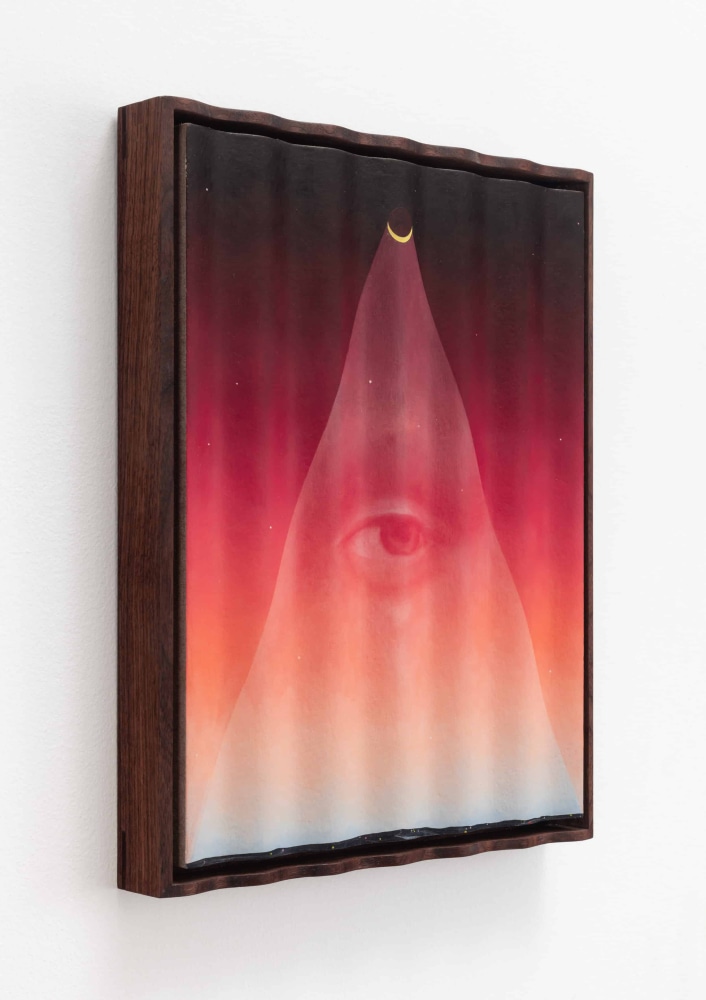 Providence (Apparition), 2024, Oil on shaped MDF in walnut frame, 12 x 15 x 1.5 inches.

Courtesy of the artist.