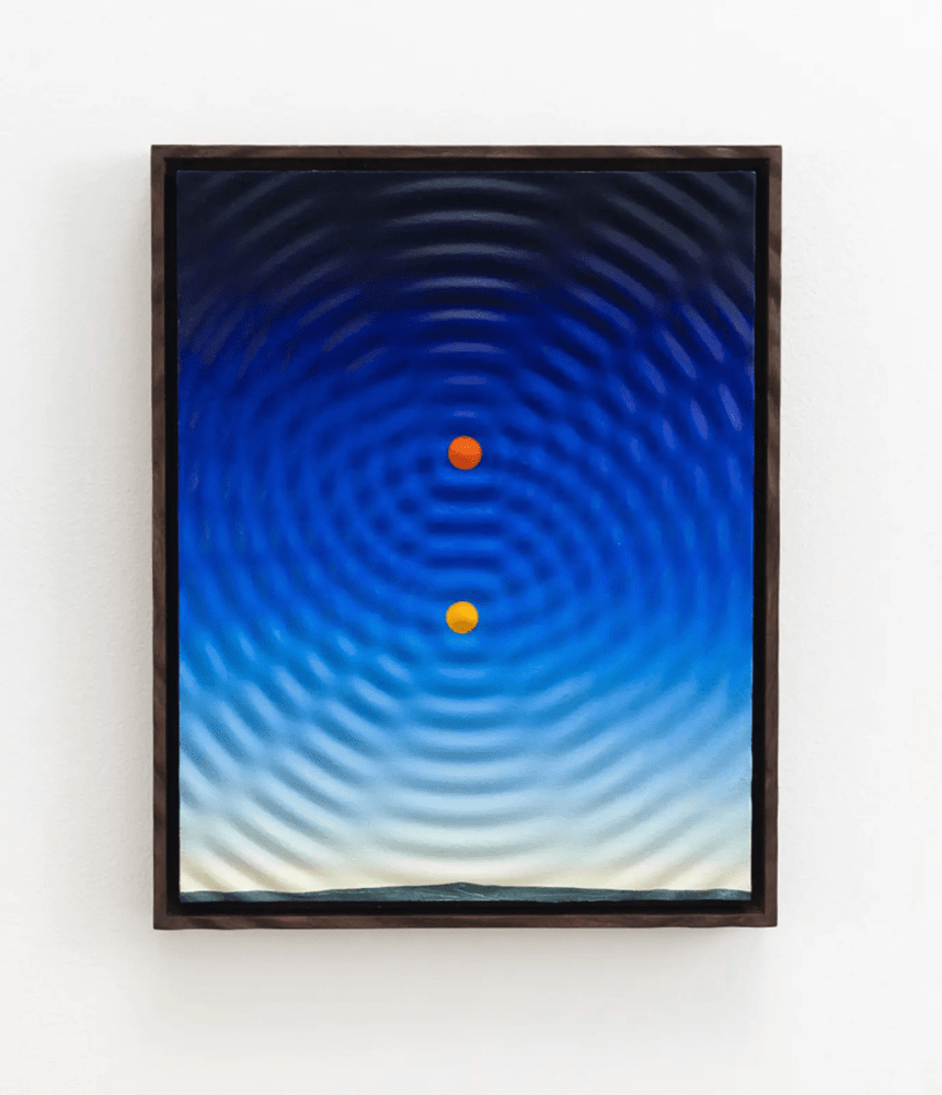 Emily Weiner, Duality, 2024. Oil on MDF in wood frame, 15 x 12 x 1.75 in. Courtesy of the artist.