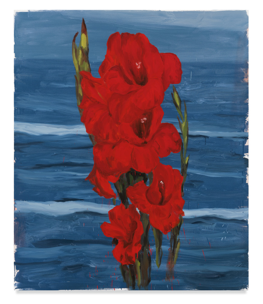 The Omen (Gladiola), 2023. Oil and wax on canvas, 72 x 60 inches.