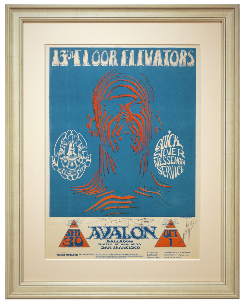 Zebraman poster 166 by Mouse & Kelley advertising the 13th Floor Elevators at the Avalon Ballroom