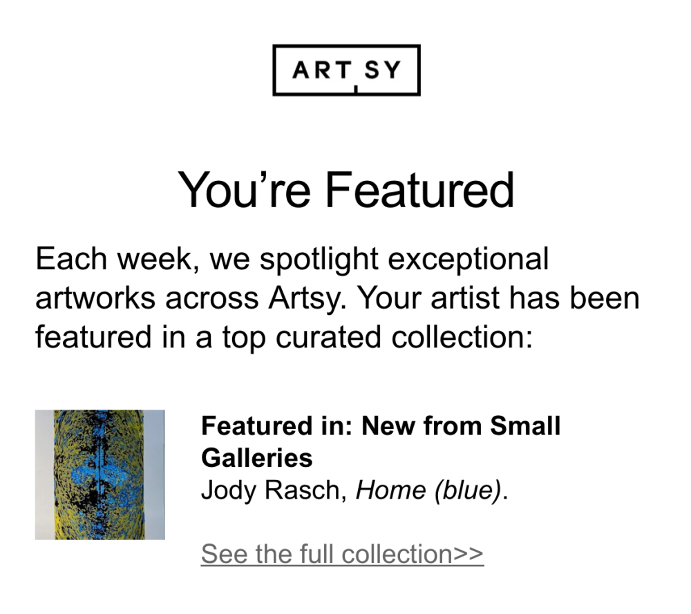 Artwork by Jody Rasch selected by Artsy in spotlight on exceptional artworks