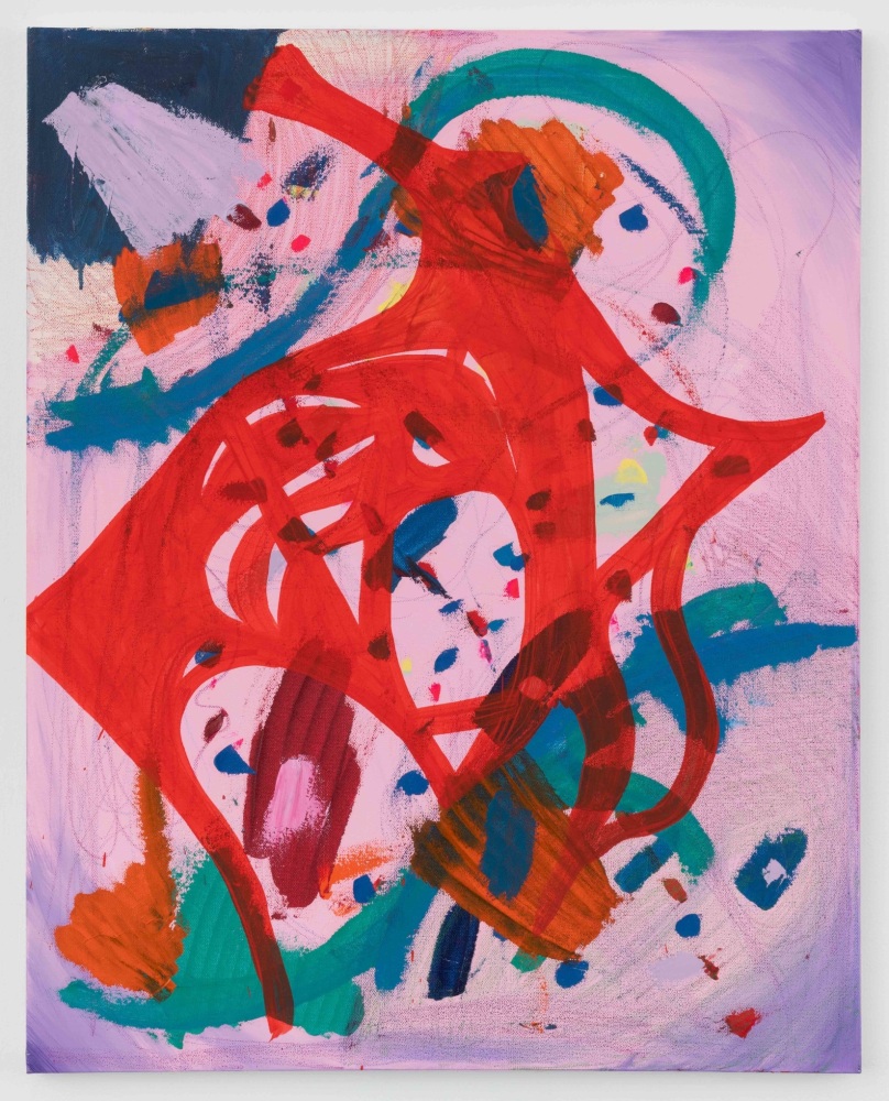 Joanne Greenbaum, Untitled, 2022, Oil, acrylic and crayon on canvas 30 by 24 in. 76.2 by 61 cm.