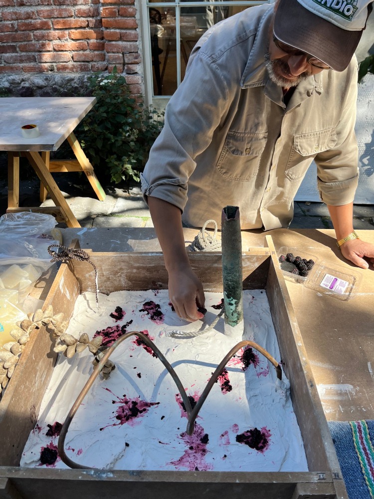 Cruzvillegas working in his studio on Little Song, Mexico City, 

February 2023