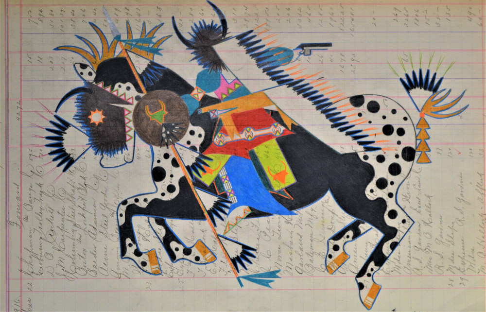 Depictions of the Past, Kiowa Ledger Art - Beau Tsatoke - Viewing Room - Indian Arts and Crafts Board Online Exhibits Viewing Room