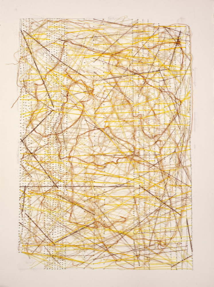 Natasha Das Explores Tactile Experiences with Thread and Oil in Her Abstract Canvases