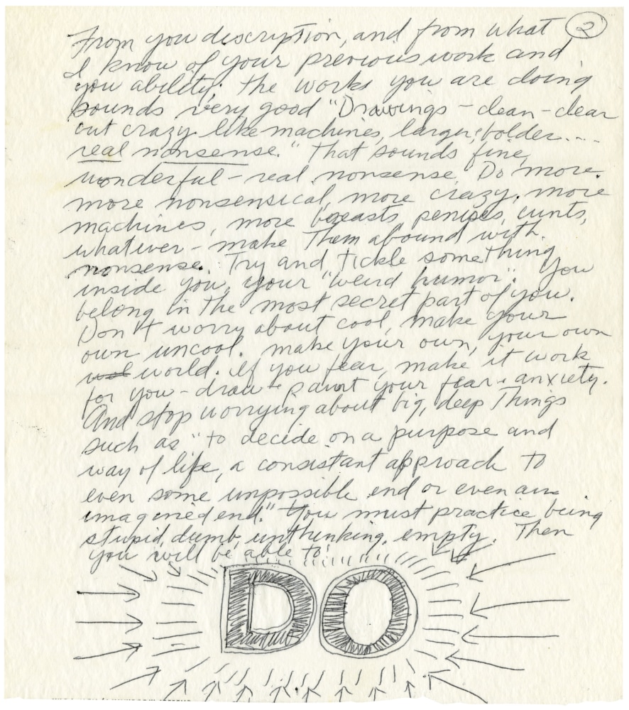 [FIG. 3]
Page from a letter written by Sol LeWitt to Eva Hesse, April 14, 1965
Image courtesy The LeWitt Collection, Chester, Connecticut.