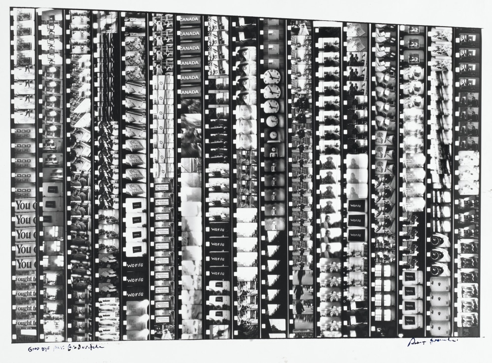 A black and white filmstrip-type grid shows many images pushed together