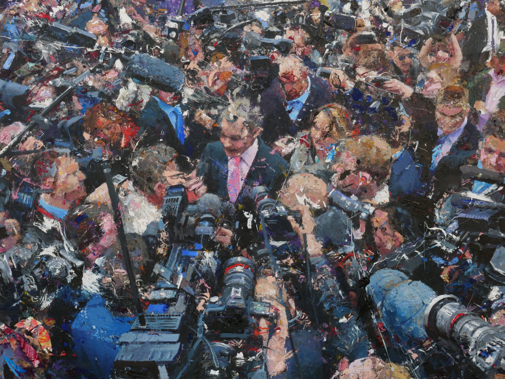 Tom Birkner, Politician, 2023, oil on canvas, 30 x 40 in.