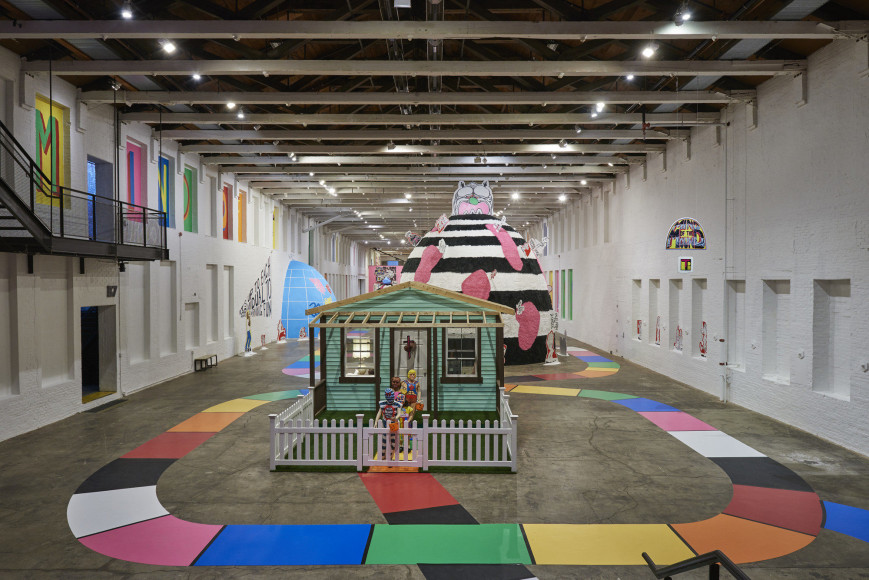 Installation view, Trenton Doyle Hancock, Mind of the Mound: Critical Mass, MASS MoCA, North Adams, MA, 2019