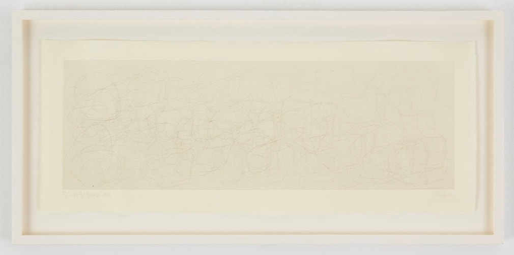 , JOHN CAGE&nbsp;(Where R = Ryoanji),&nbsp;1983&nbsp;Drypoint, Set of 4&nbsp;Each: 9 1/4 x 23 1/4 in. (23.5 x 59 cm)&nbsp;Edition of 25