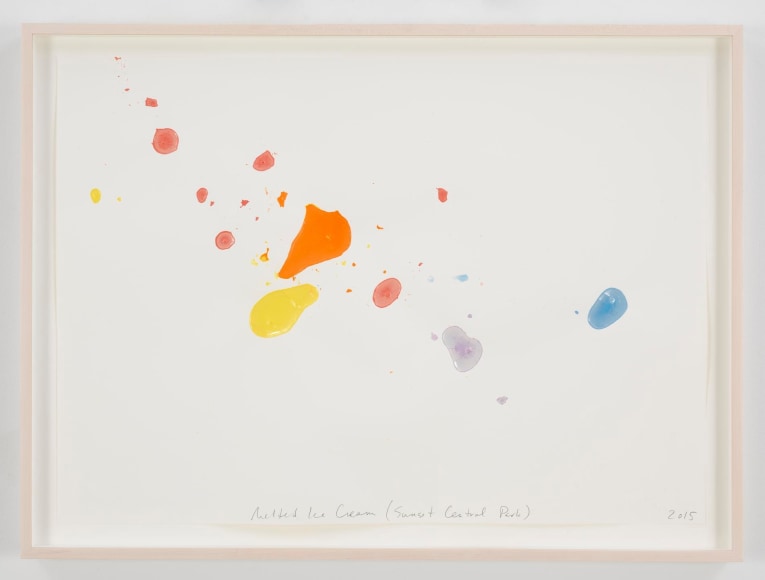 , SPENCER FINCH&nbsp;Melted Ice Cream (Sunset Central Park),&nbsp;2015&nbsp;Homemade frozen milk-paint on paper&nbsp;22 x 30 in. (55.9 x 76.2 cm)