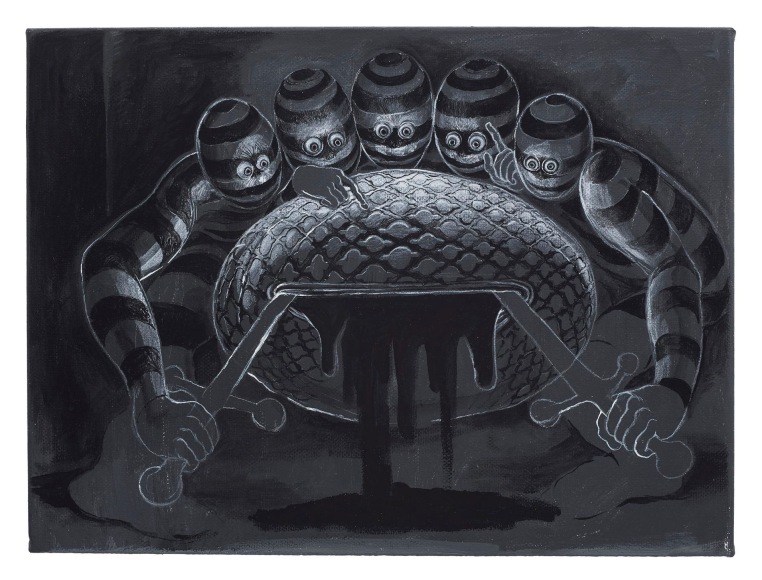 , TRENTON DOYLE HANCOCK, Letting,&nbsp;2015, acrylic on canvas, 9 x 12 in.