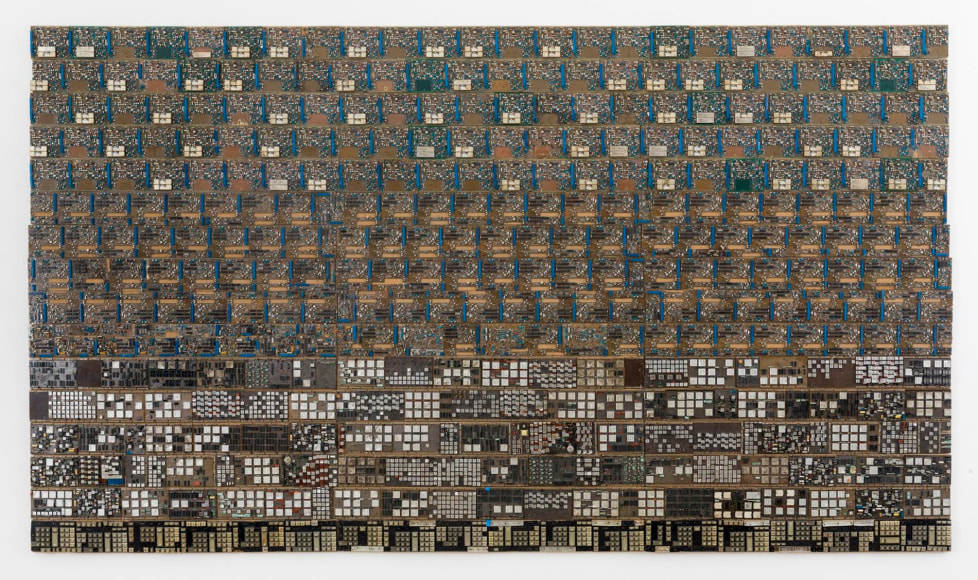 , ELIAS SIME&nbsp;Tightrope 6.A,&nbsp;2009-14 Reclaimed electrical wires on panel&nbsp;75 &frac12; &nbsp;x 133 in. (192 x 338 cm)