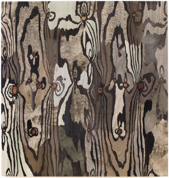 , ALISON ELIZABETH TAYLOR&nbsp;Midnight Cowboy,&nbsp;2014&nbsp;Wood veneer, shellac&nbsp;50 x 48 in. (127 x 121.9 cm)