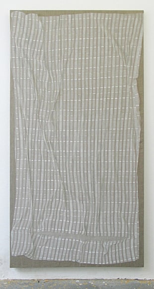 , HELENE APPEL,&nbsp;Pink Duvet Cover, 2014,&nbsp;Acrylic on linen, 87 x 44 5/8 in. (221 x 113.3 cm)