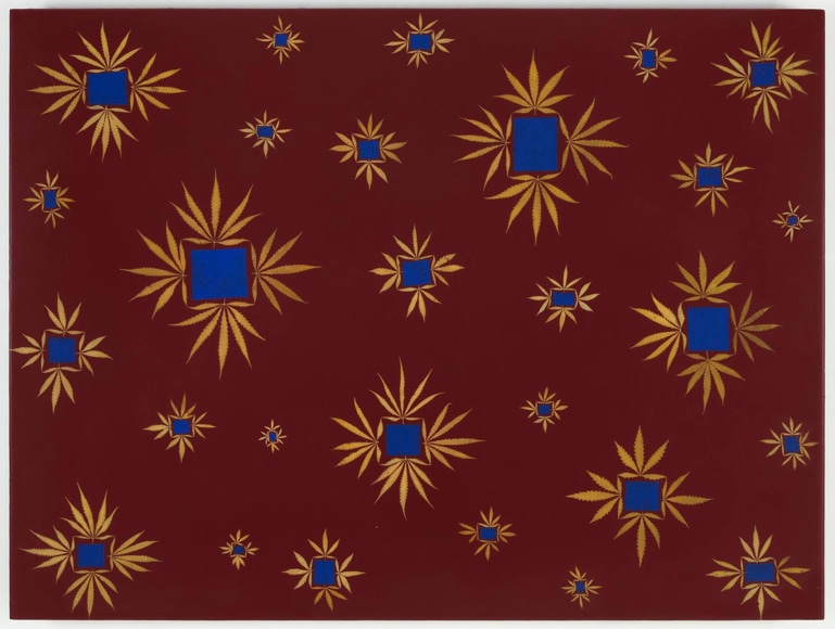 , FRED TOMASELLI&nbsp;Wow and Flutter,&nbsp;1992 Acrylic, leaves, and resin on panel&nbsp;36 x 48 in. (91.44 x 121.92 cm)