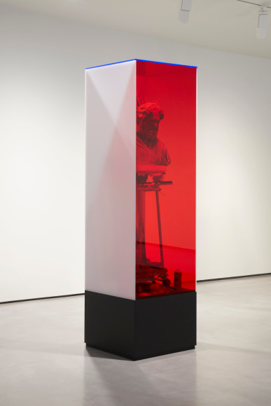 , FOLKERT DE JONG&nbsp;The Last Nation,&nbsp;2014&nbsp;Acrylic glass, pigmented polyurethane foam, Styrofoam, spray can, metal, wood, plastic, paint brush, breakaway knife, spray paint&nbsp;98 3/8 x 27 1/2 x 27 1/2 in. (250 x 70 x 70 cm)