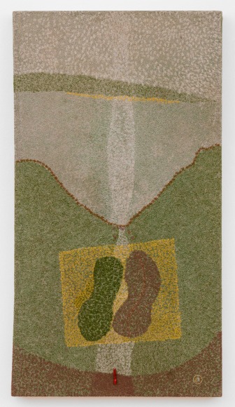 , ELIAS SIME&nbsp;Ants &amp;amp; Ceramicists 8,&nbsp; 2009-14 Yarn stitch and found object on canvas 60 3/4 x 33 1/2 x 2 in. (154 x 85 x 5 cm)&nbsp;