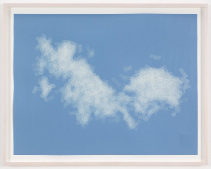 , SPENCER FINCH, Cloud (cumulus fractus, Massachusetts, E.D.), 2014,&nbsp;Scotch tape on paper,&nbsp;19 3/4 x 25 1/2 in. (sheet), 21 5/8 x 27 1/2 in. (framed)