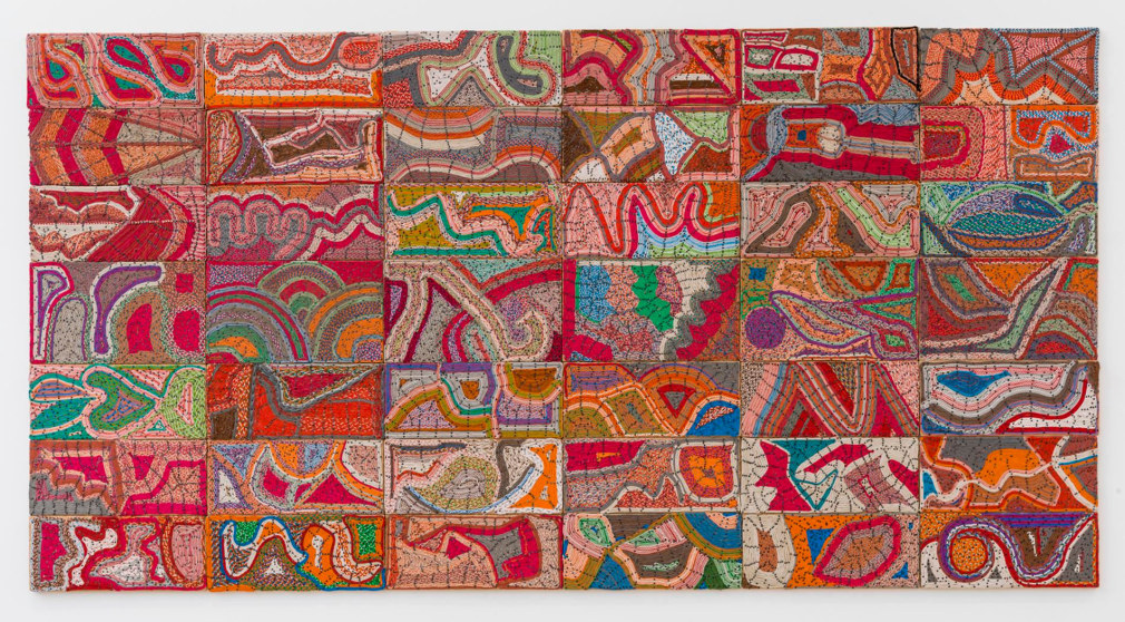 , ELIAS SIME&nbsp;Tightrope 5.2,&nbsp;2009-14 Reclaimed electrical wires on panel&nbsp;49 &frac12; x 95 &frac14; in. (126 x 242 cm)