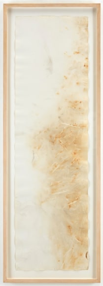 , JOHN CAGE&nbsp;River Rocks and Smoke, 4/13/90, #19,&nbsp;1990&nbsp;Watercolor on Arches cold press paper prepared with fire and smoke&nbsp;52.5 x 15 inches (133.3 x 38.1 cm)&nbsp;