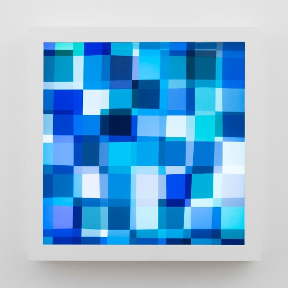 , SPENCER FINCH&nbsp;Color Test 210 (cool/gray),&nbsp;2015&nbsp;LED lightbox, Fujitrans 30 1/2 x 30 1/2 x 4 1/4 in. (77.5 x 77.5 x 10.2 cm)