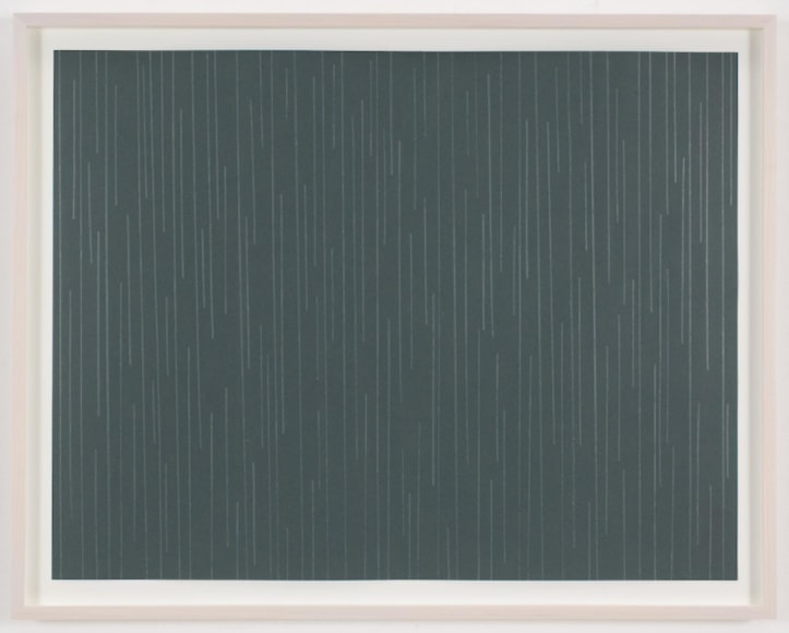 , SPENCER FINCH, Rain (Brooklyn) , 2014, Scotch tape on paper, 19 3/4 x 25 1/2 in. (sheet), 21 5/8 x 27 1/2 in. (framed)