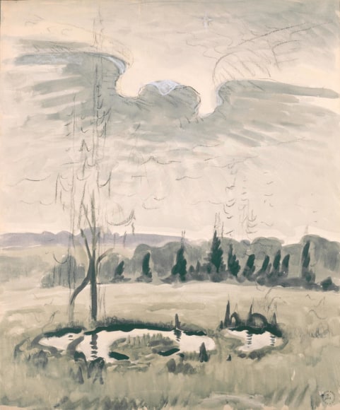 , CHARLES BURCHFIELD (1893-1967)&nbsp;Bird Wing Twilight,&nbsp;1951&nbsp;Watercolor, charcoal and chalk on paper&nbsp;29 7/8 x 25 in. (75.9 x 63.5 cm)