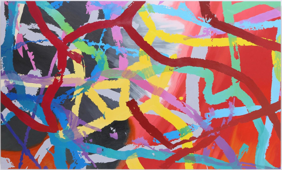 , INGRID CALAME&nbsp;From #299 Drawing (Tracings from Buffalo, NY),&nbsp;2012&nbsp;Oil on aluminum&nbsp;60 x 100 in. (152.4 x 254 cm)