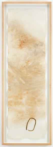 , JOHN CAGE&nbsp;River Rocks and Smoke, 4/13/90, #3,&nbsp;1990 Watercolor on Arches cold press paper prepared with fire and smoke&nbsp;52.5 x 15 inches (133.3 x 38.1 cm)