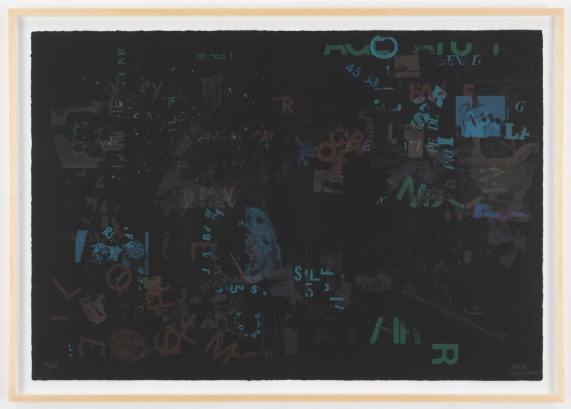 , JOHN CAGE&nbsp;Not Wanting to Say Anything About Marcel, Litho A,1969&nbsp;Lithograph on black paper&nbsp;28 x 39 1/2 in. (71.1 x 100.3 cm) Edition of 125