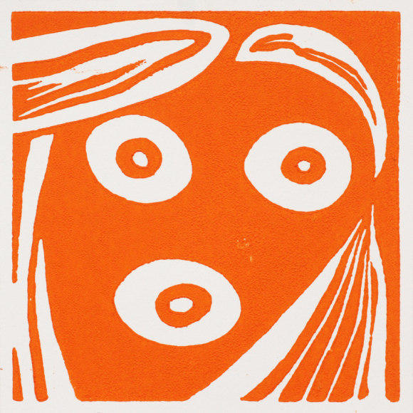 Special edition linocut &quot;selfie&quot; by the artist 4 x 4 in.