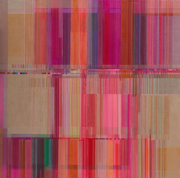 ANTONIETTA GRASSI | WEAVER | OIL, ACRYLIC, INK ON LINEN | 55 X 55 INCHES | 2022