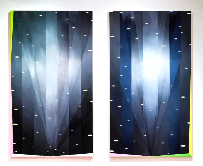 JANET JONES | JOYRIDE #3 & #4 | HUILE ET ACRYLIQUE SUR TOILE | 96 X 54 POUCES CH. | 2012 